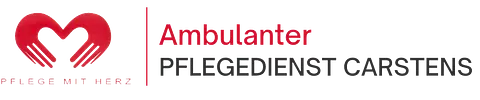 Logo für den Ambulanten Pflegedienst Carstens mit einem roten Herz welches aus zwei Händen besteht